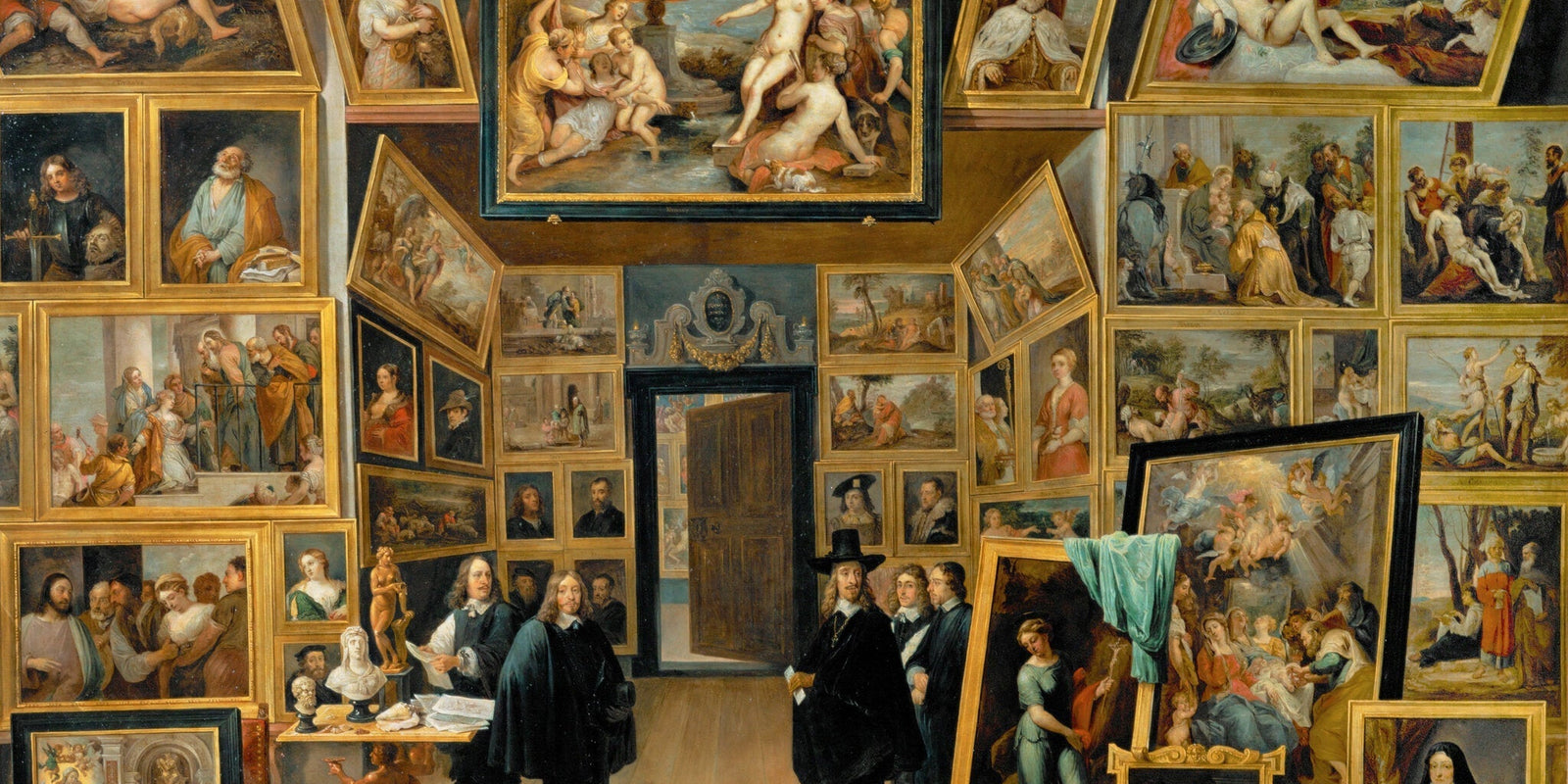 David Teniers el Joven, "El archiduque Leopoldo Guillermo en su galería de pinturas en Bruselas" (1651). Museo del Prado, Madrid.