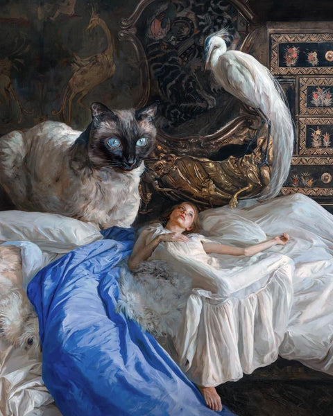 El gato y la garza / The cat and the heron, grabado Fine Art Giclée de Guillermo Lorca, 97 x 90 cm