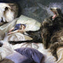 La niña de la habitación del pavo real / The girl of the peacock room, grabado Fine Art Giclée de Guillermo Lorca, 64 x 108 cm