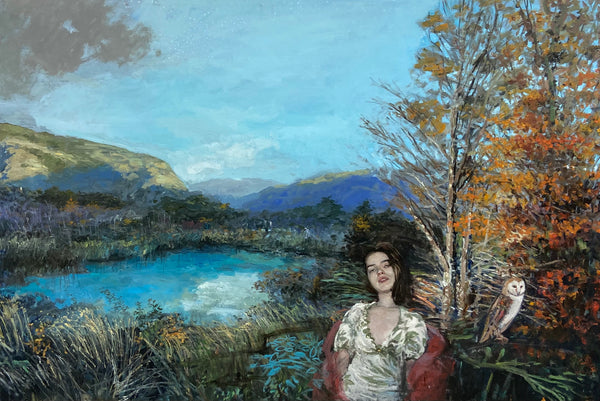 Puerto Tranquilo, 2017, óleo sobre tela de Lorenzo Moya, 100 × 180 cm